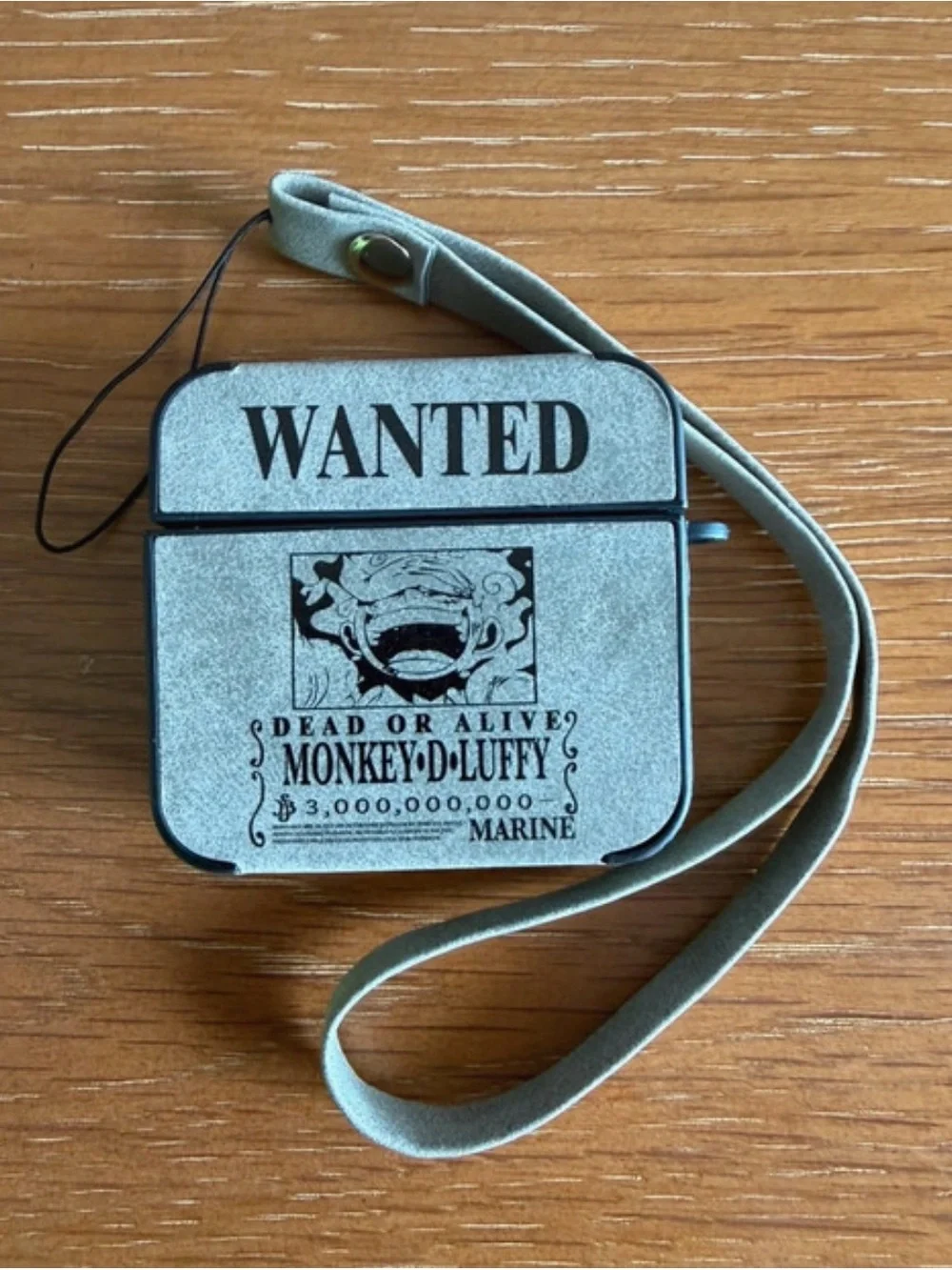 Grey 'Wanted' Wireless Earbud Charging Case with Wrist Strap